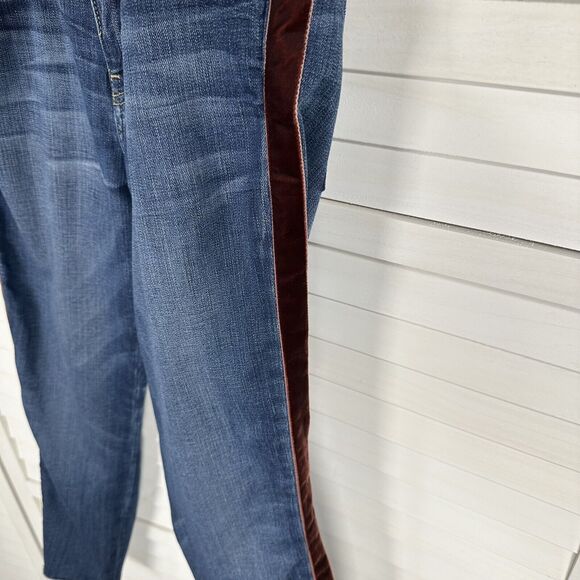 Current Elliott Abthro 27 Stiletto Mid Townie Skinny Jean Step Hem Velvet Stripe - Picture 5 of 10